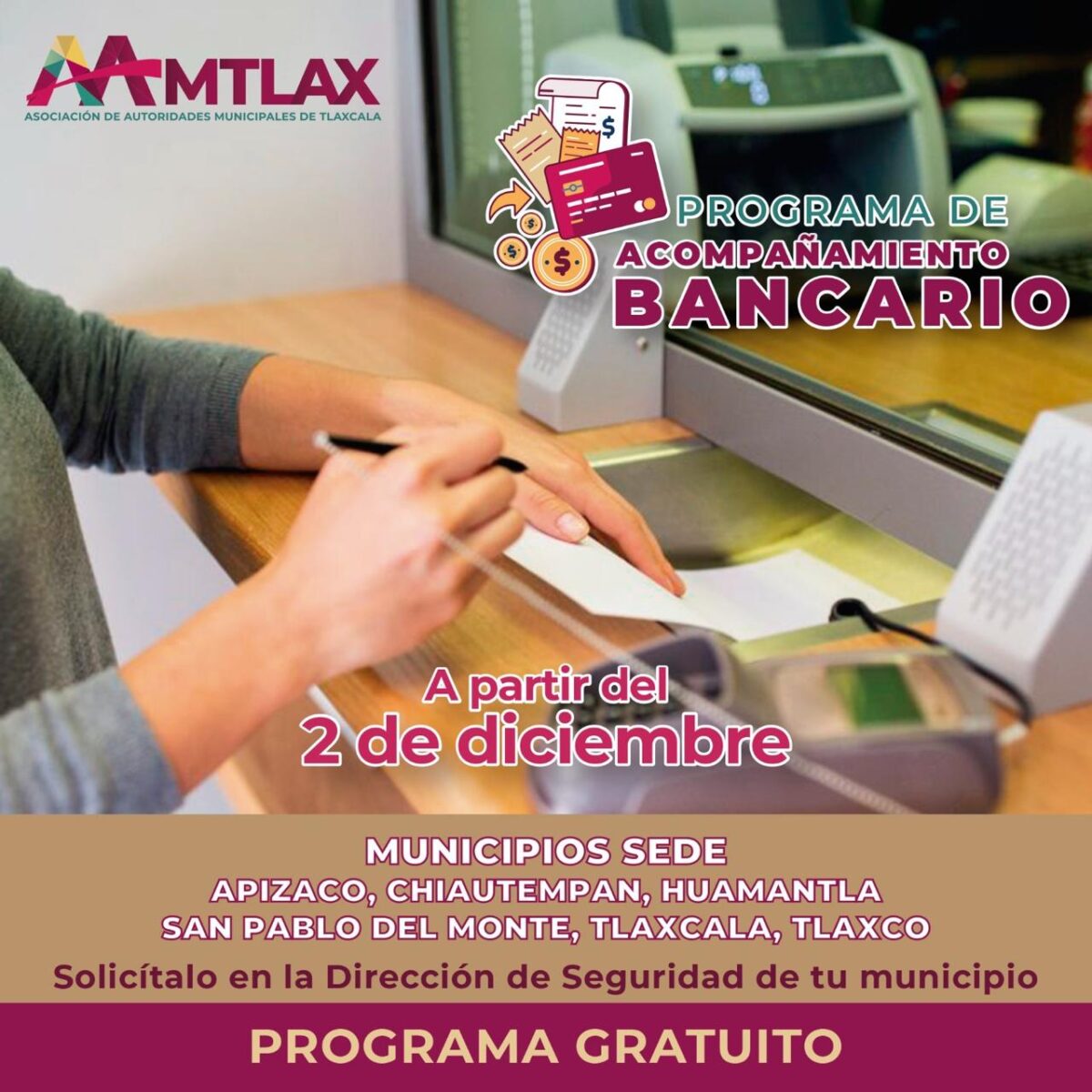 El Ayuntamiento de Tlaxcala participa en el Programa de Acompañamiento Bancario intermunicipal para reforzar la seguridad